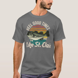 Sjö St Clair Reel Bra Times Sjöar Fisherman Vint T Shirt