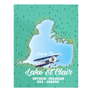 sjö St Clair USA Kanada sjö karta Fototryck