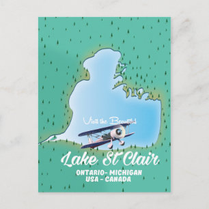 sjö St Clair USA Kanada sjö karta Vykort