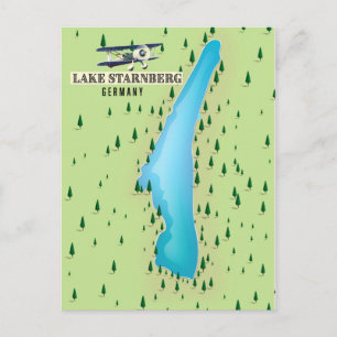 Sjö Starnberg poster den Tysklanda vintagen stil k Vykort
