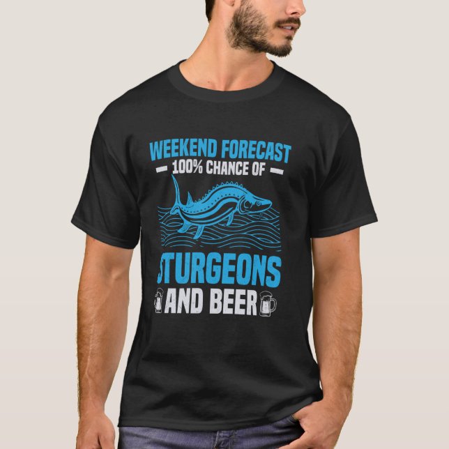 Sjö Sturegon Fiskelock Fiskelina för Stör T Shirt (Framsida)