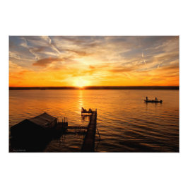Sjö Sunrise Fototryck