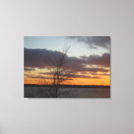 Sjö Sunset Canvas Dubbla Panel - 33,70 x 24 tum