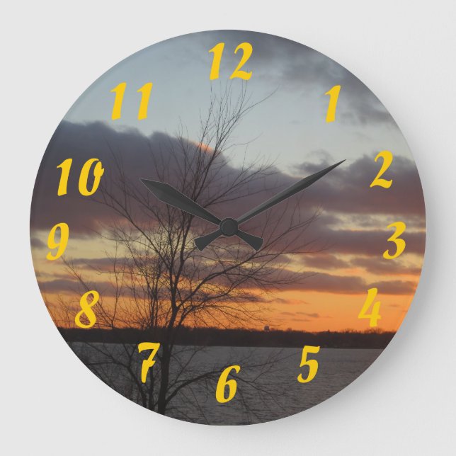 Sjö Sunset Clock Stor Klocka (Framsida)