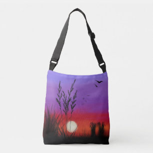 Sjö Sunset Crossbody Bag-målning Axelväska