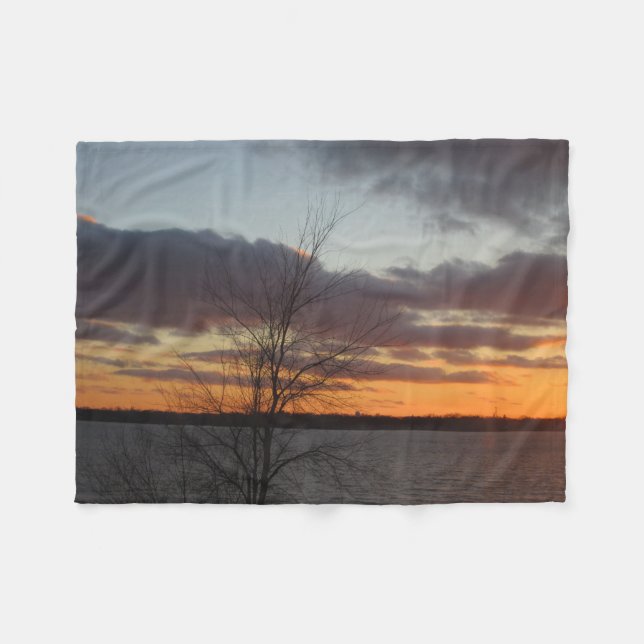 Sjö Sunset Fleece Blanket (Framsidan (Horisontell))