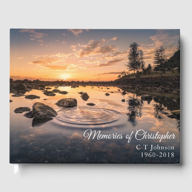 Sjö Sunset Memories of Funeral Condolence Gästböcker (Framsida)