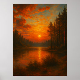 Sjö Sunset - Natur Wall Art Poster