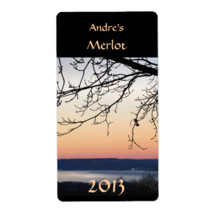Sjö Sunset Vin etikett Fraktsedel
