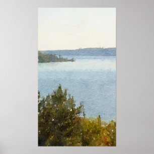 Sjö Superior Fackare Abstrakt Vattenfärg Poster