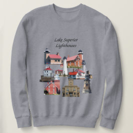 Sjö Superior Lighthouses-tröjans svarta bokstäver Lång Ärmad Tröja
