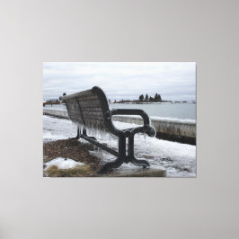 Sjö Superior Park Bench in Winter Canvastryck