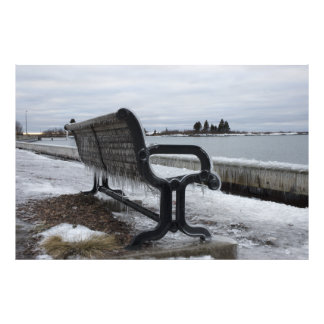 Sjö Superior Park Bench in Winter Fototryck