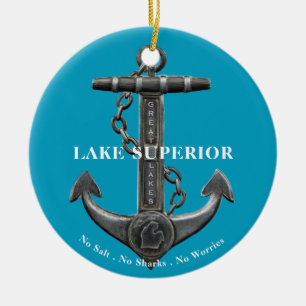 Sjö Superior Patriotiskt nödlidande ankare Julgransprydnad Keramik