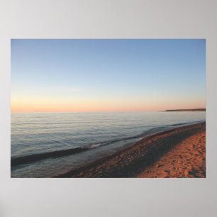 Sjö Superior Sunset Upper Peninsula Poster