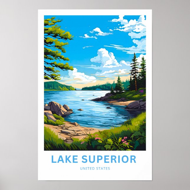 Sjö Superior United Stater Travel Print Poster (Framsidan)