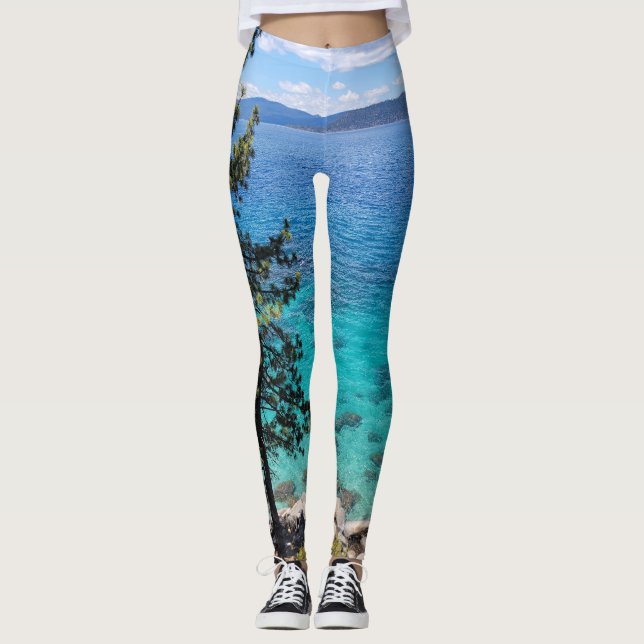 Sjö Tahoe Blue Grönt Vatten Leggings (Framsida)