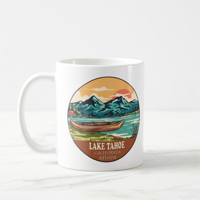 Sjö Tahoe Boating Fishing Emblem Kaffemugg (Vänster)