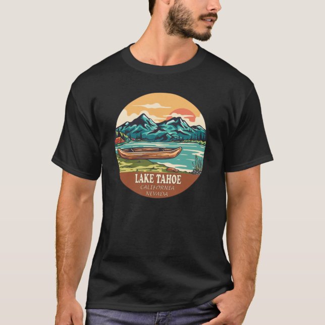 Sjö Tahoe Boating Fishing Emblem T Shirt (Framsida)