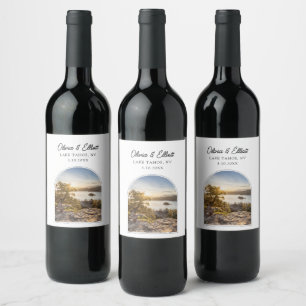 Sjö Tahoe Bröllop Vin etikett
