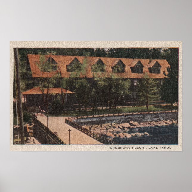 Sjö Tahoe, CA - Brockway Resort Lodge View Poster (Framsidan)