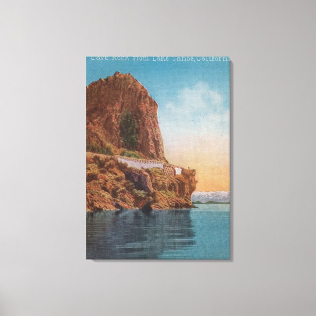 Sjö Tahoe, CA - Cave Sten från Sjö-vyn Canvastryck (Framsida)