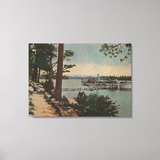 Sjö Tahoe, CA - Emerald Bay View med Steamer Canvastryck (Framsida)