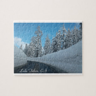 Sjö Tahoe, CA med massor av Snö Puzzle Pussel