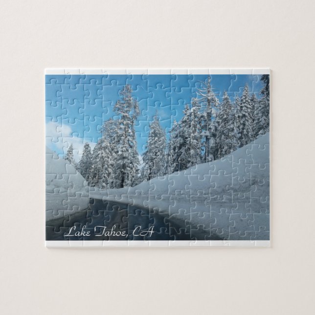 Sjö Tahoe, CA med massor av Snö Puzzle Pussel (Horisontell)