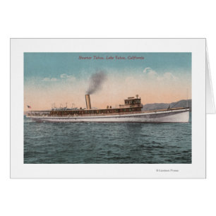 Sjö Tahoe, CA - Steamer Tahoe Large Wood Frakt Hälsningskort
