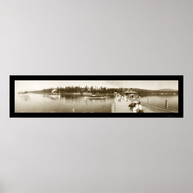 Sjö Tahoe, CA Wharf Photo 1906 Poster (Framsidan)