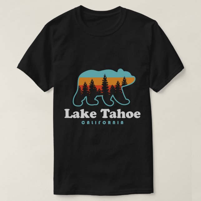 Sjö Tahoe California Bear Mountains Hiking Pullov T Shirt (Design framsida)
