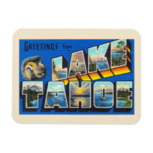 Sjö Tahoe California CA Large Brev vykort Magnet