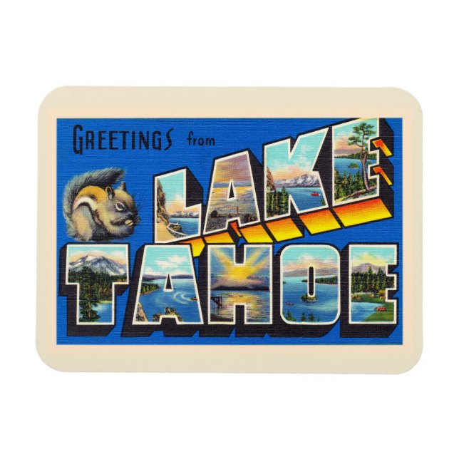 Sjö Tahoe California CA Large Brev vykort Magnet (Horisontell)