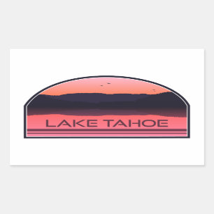 Sjö Tahoe California Nevada Red Sunrise Rektangulärt Klistermärke