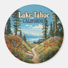 Sjö Tahoe California Nevada Retro Travel Magnet