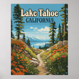 Sjö Tahoe California Nevada Retro Travel Poster