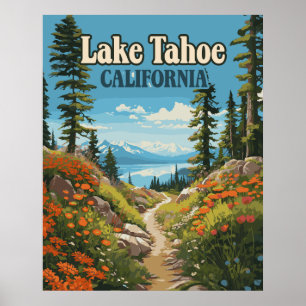 Sjö Tahoe California Nevada Retro Travel Poster
