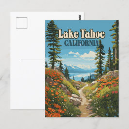 Sjö Tahoe California Nevada Retro Travel Vykort