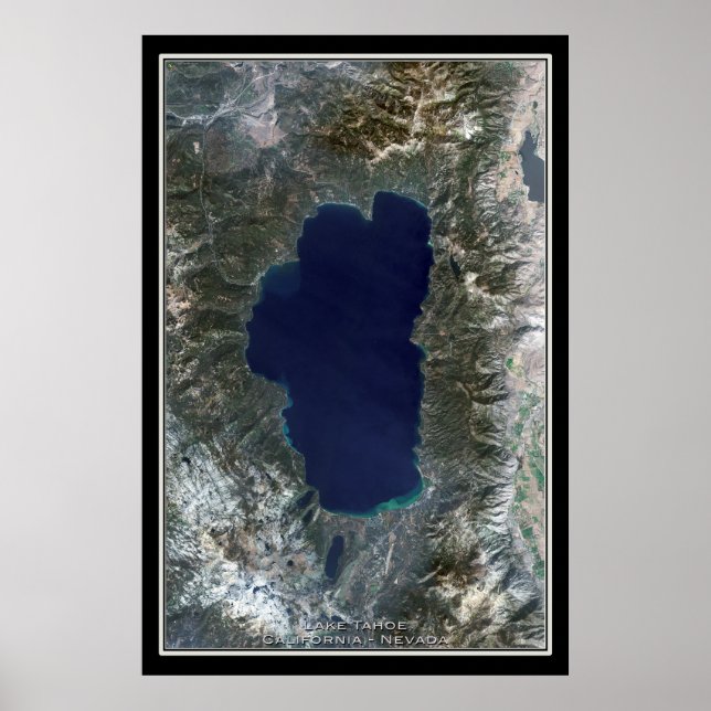 Sjö Tahoe California-Nevada Satellite Poster Karta (Framsidan)