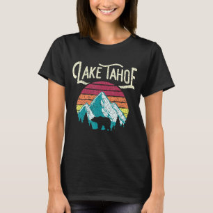 Sjö Tahoe California Nevada Vintage Bear Camping T Shirt