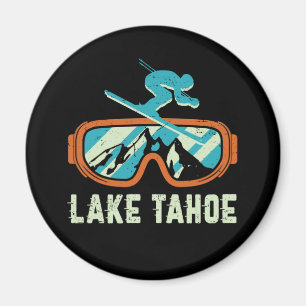 Sjö Tahoe California Retro Skiing Snowboarding Magnet