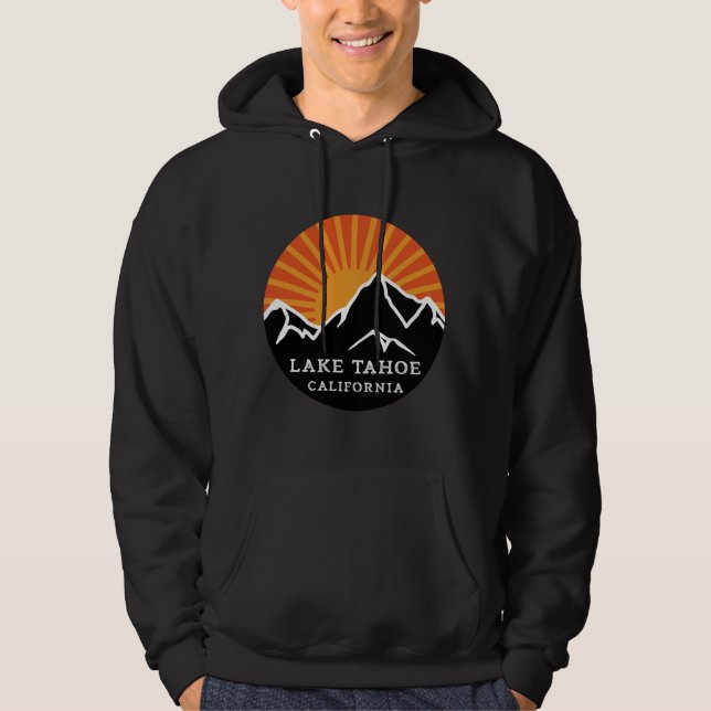 Sjö Tahoe California Retro Sunset Mountains Vinta Hoodie (Framsida)