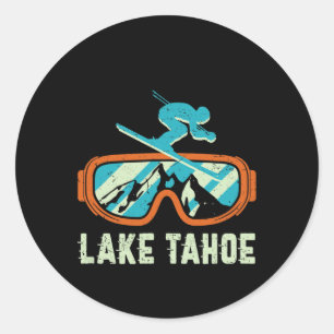 Sjö Tahoe California Retro Vintage Skiing and Sno Runt Klistermärke
