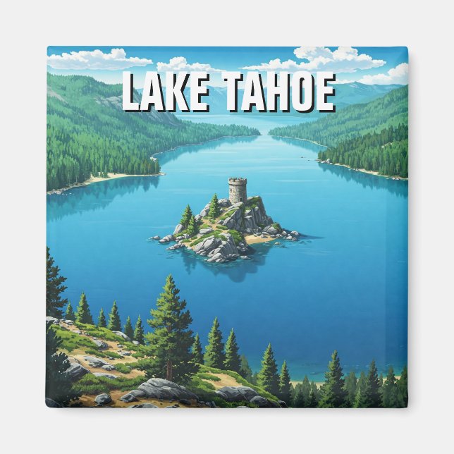 Sjö Tahoe Emerald Bay California Travel Magnet (Framsidan)