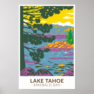 Sjö Tahoe Emerald Bay California Vintage Poster