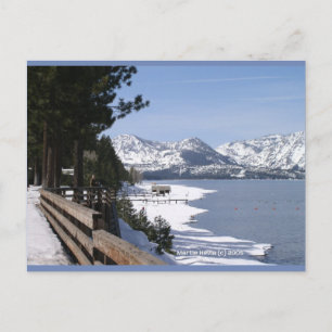Sjö Tahoe i Snö Blått Beach Sång™-vykort Vykort