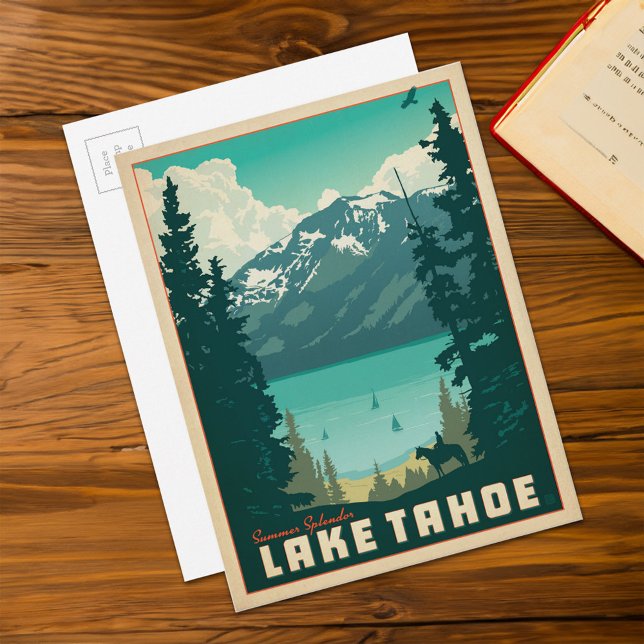 Sjö Tahoe | Kalifornien & Nevada Vykort (Card on table)