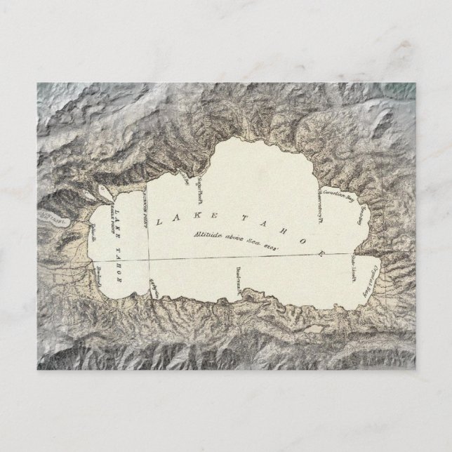 Sjö Tahoe karta Vykort (Framsida)
