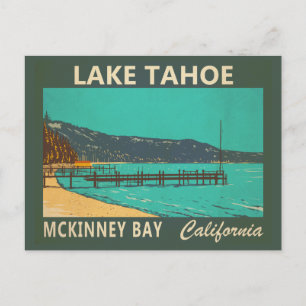 Sjö Tahoe McKinney Bay California Vintage Vykort